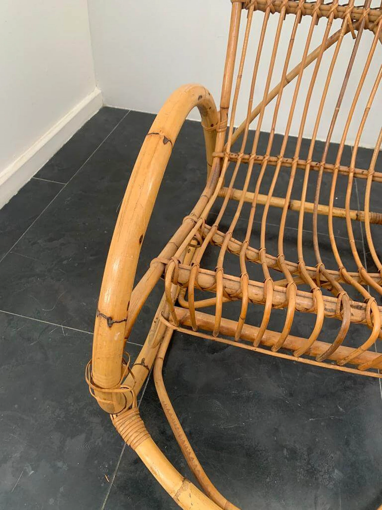Pair of bamboo rocking chairs, 1960s 8