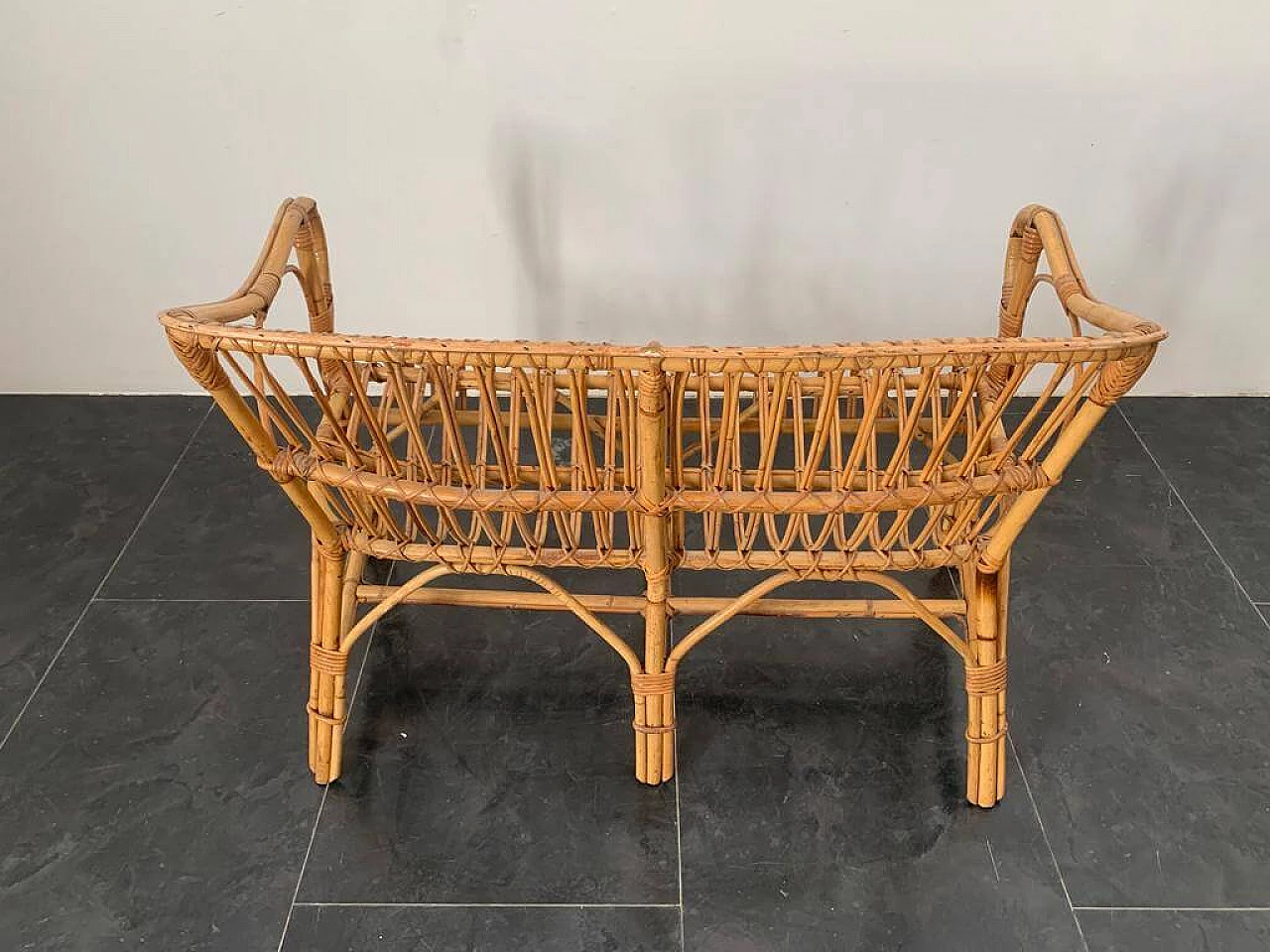 Two-seater bamboo sofa, 1970s 6