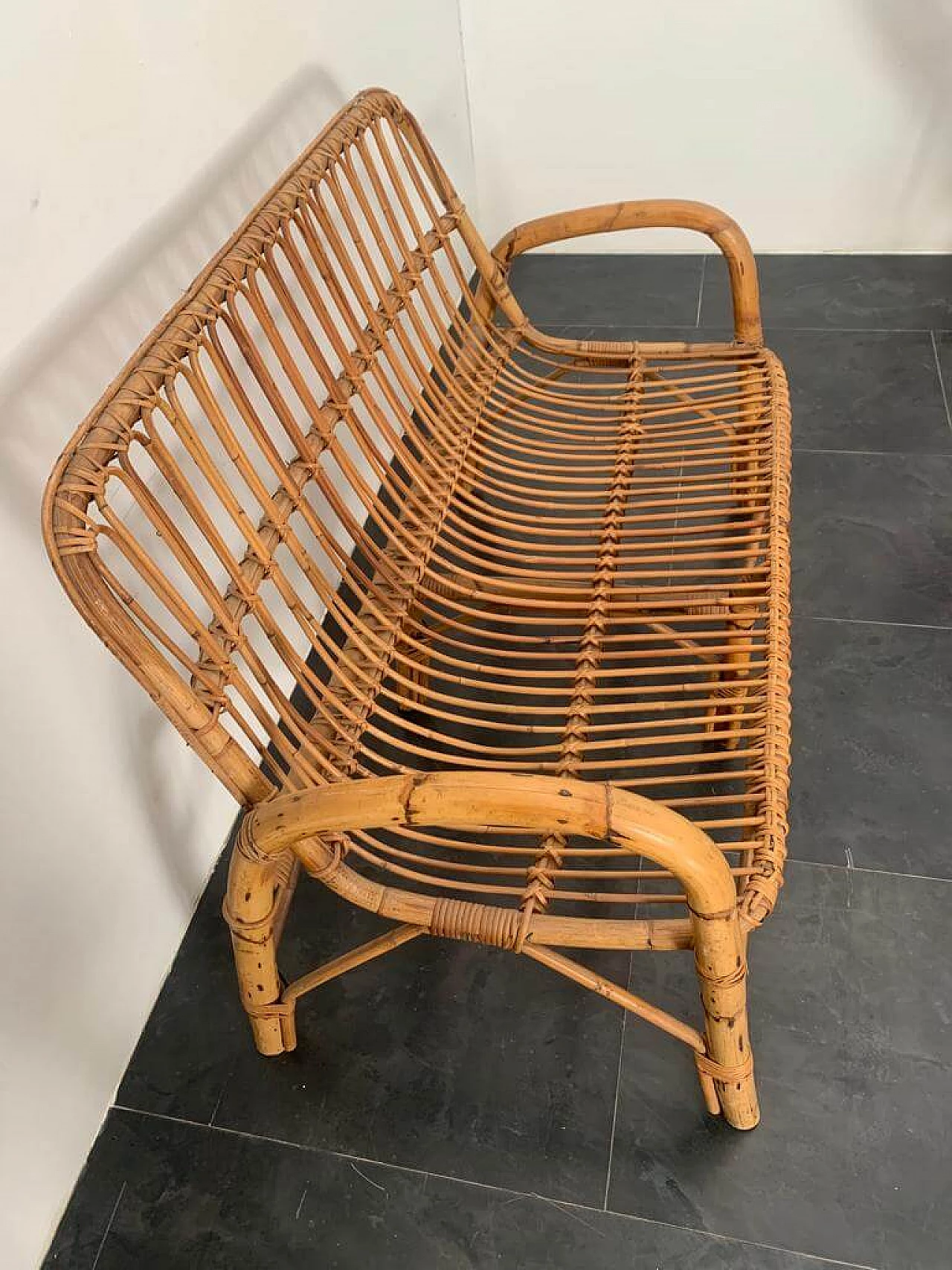 Divanetto a due sedute in bambù, anni '70 5