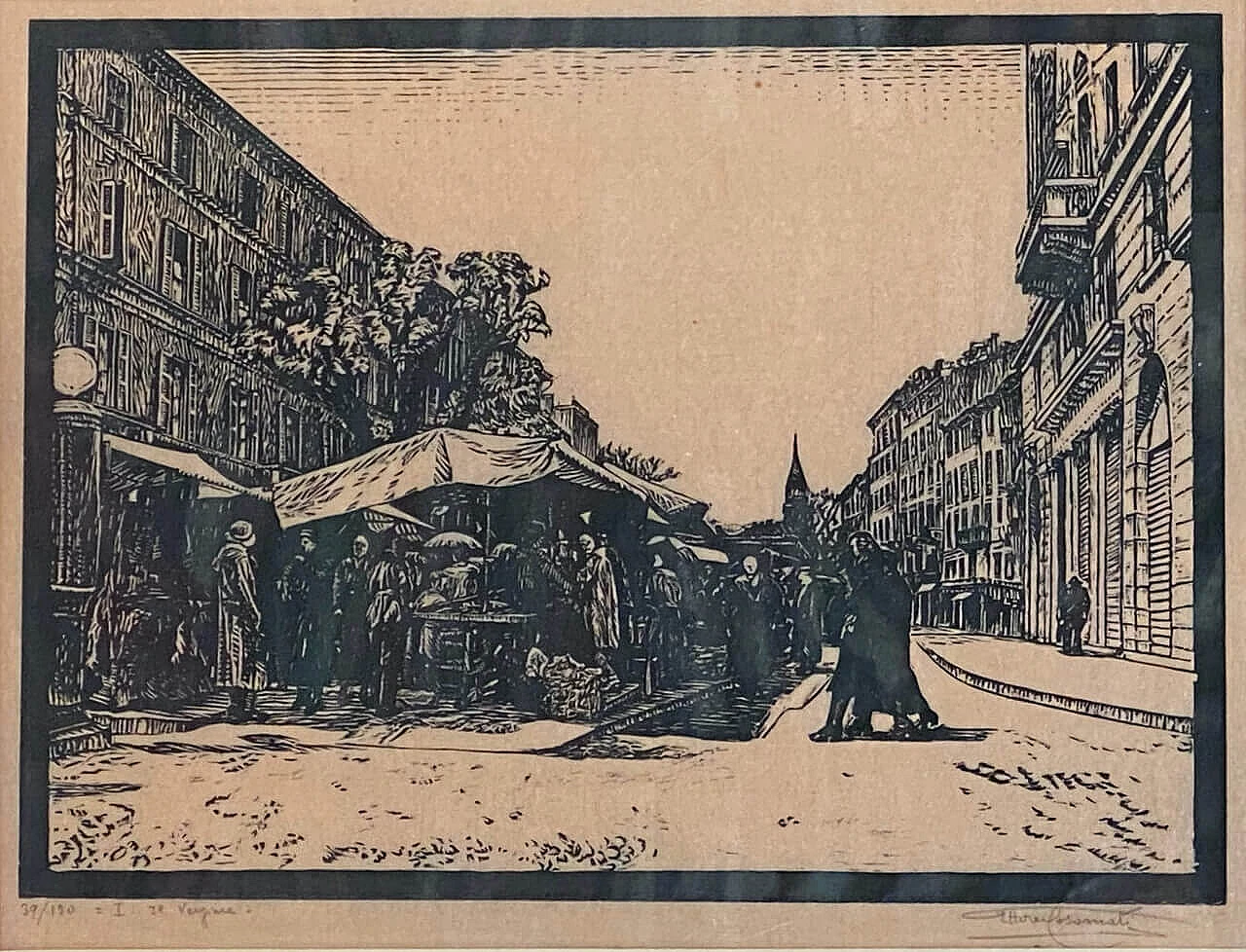 Ettore Cosomati, The Verziere, woodcut on ivory transparent paper, 1920s 2