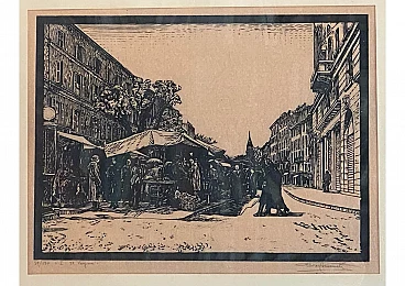 Ettore Cosomati, The Verziere, woodcut on ivory transparent paper, 1920s