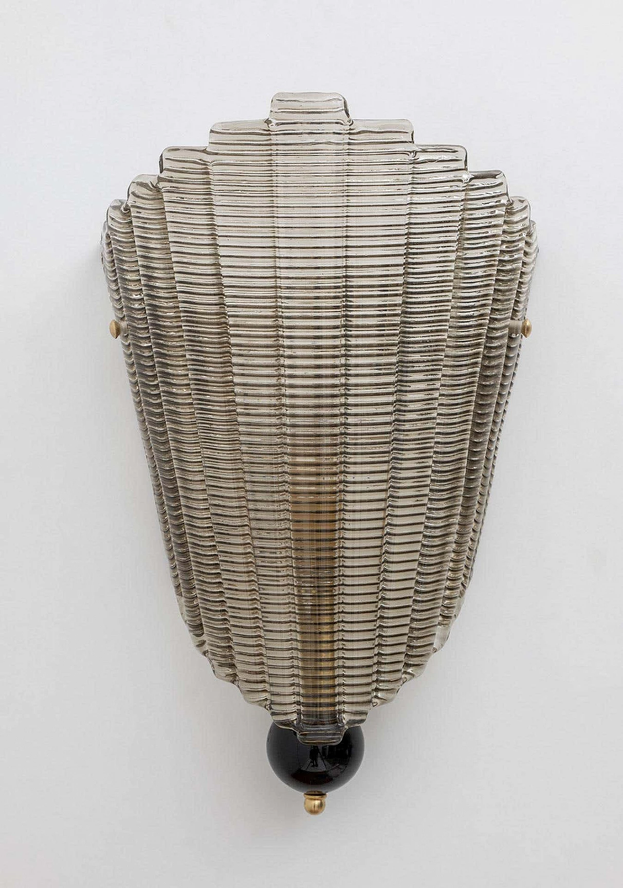 Coppia di lampade da parete in vetro di Murano scanalato, anni '80 6