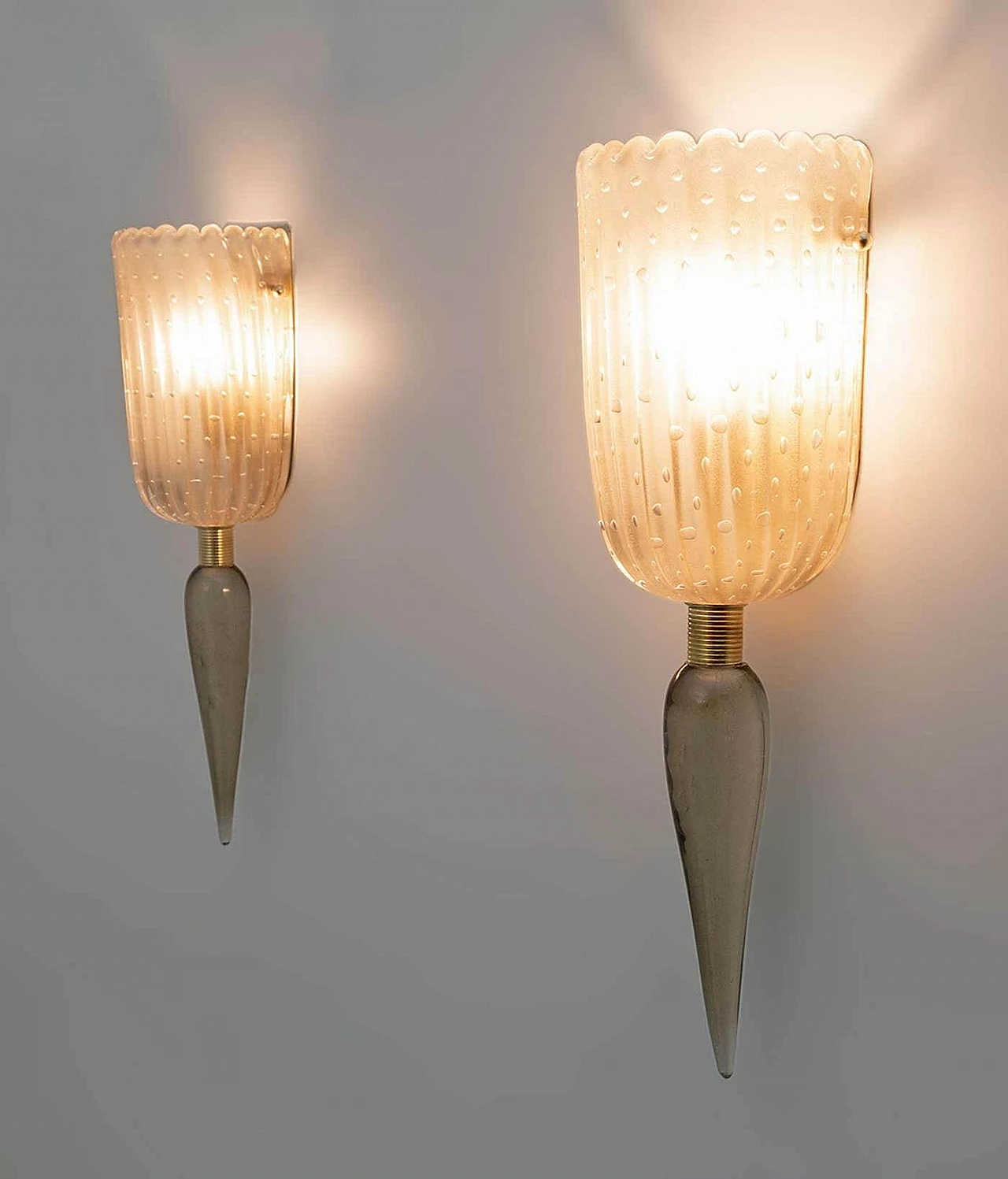 Pair of Barovier & Toso Murano glass wall lamps, 1980s 3