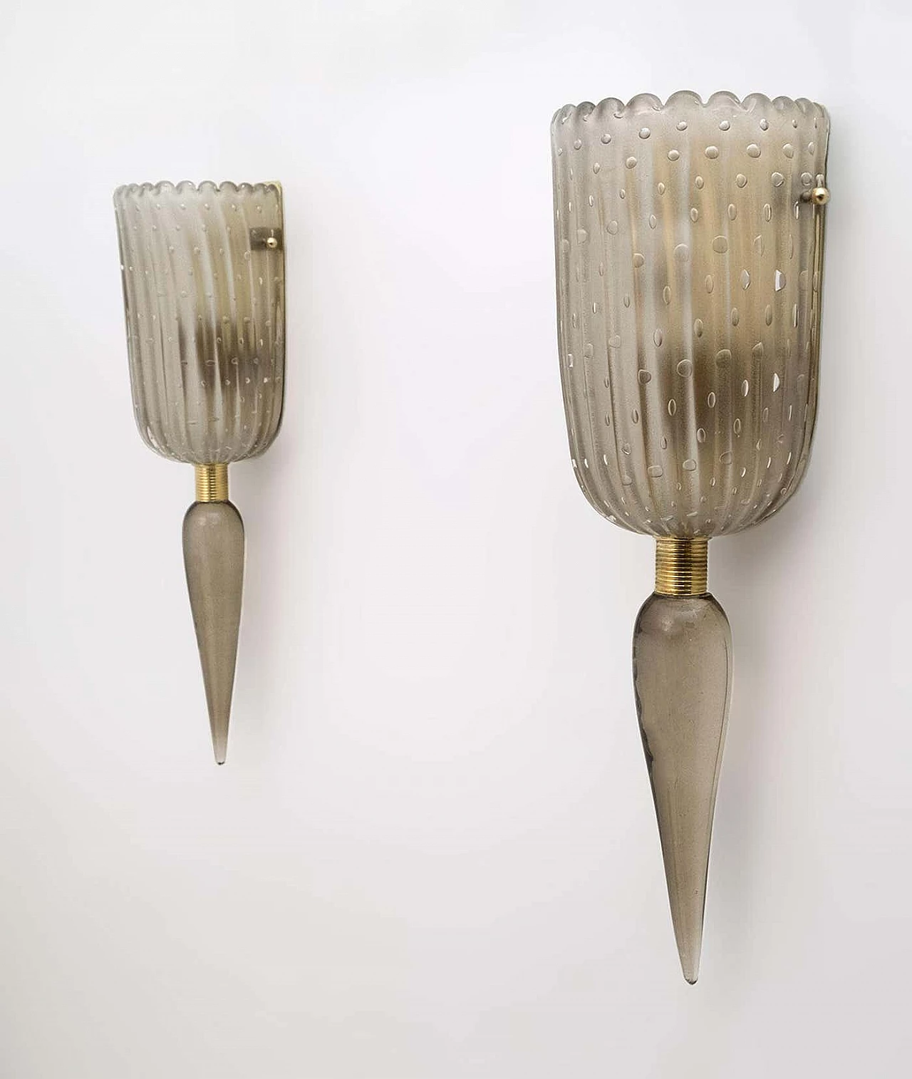 Pair of Barovier & Toso Murano glass wall lamps, 1980s 4