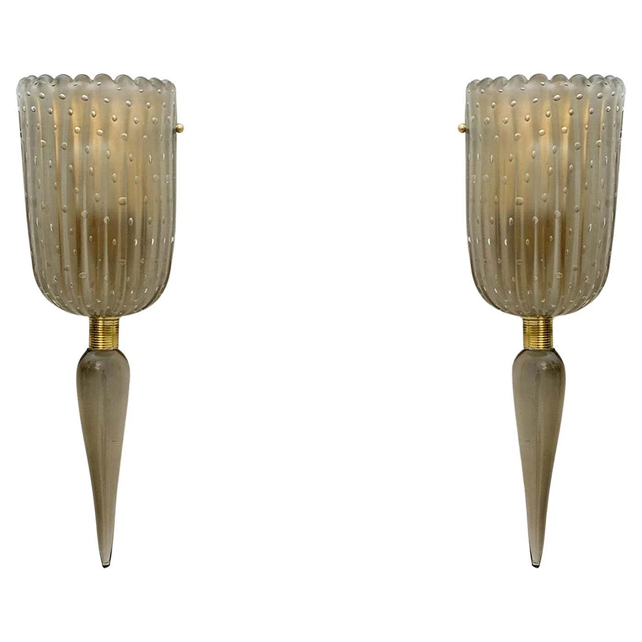 Pair of Barovier & Toso Murano glass wall lamps, 1980s 6