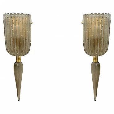Pair of Barovier & Toso Murano glass wall lamps, 1980s