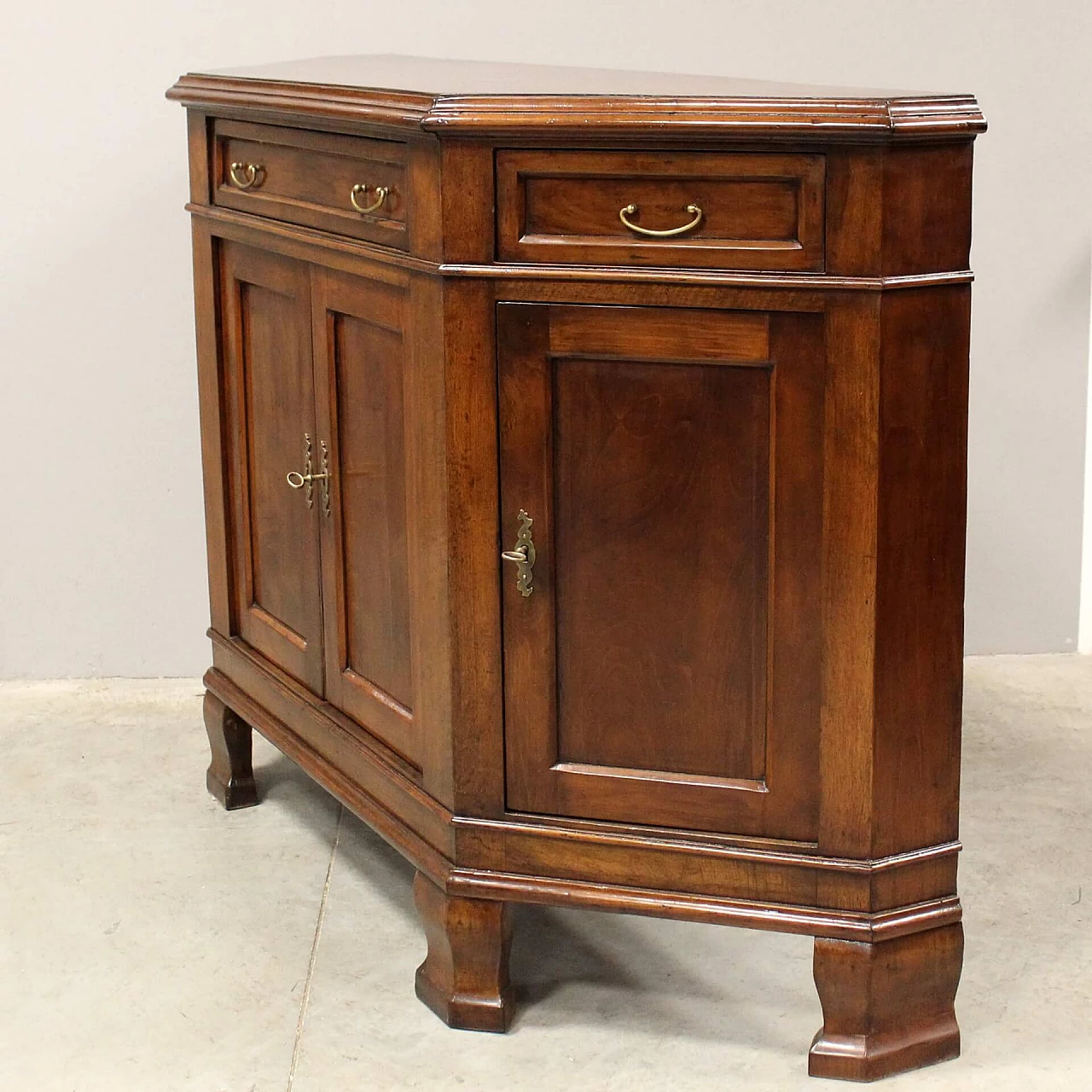 Solid cherry wood notched sideboard with four doors, 18th century 2