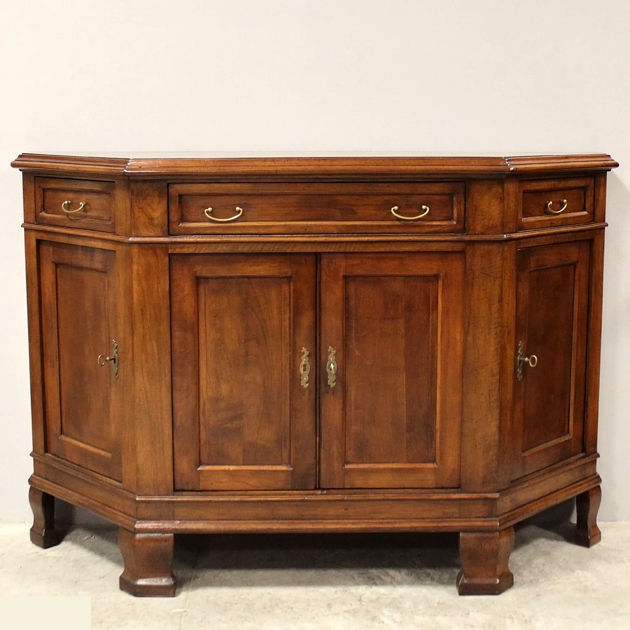 Solid cherry wood notched sideboard with four doors, 18th century 7