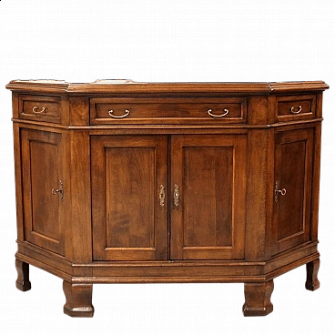Solid cherry wood notched sideboard with four doors, 18th century