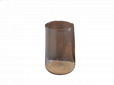 Vaso cilindrico in vetro con bordo ondulato, anni '80