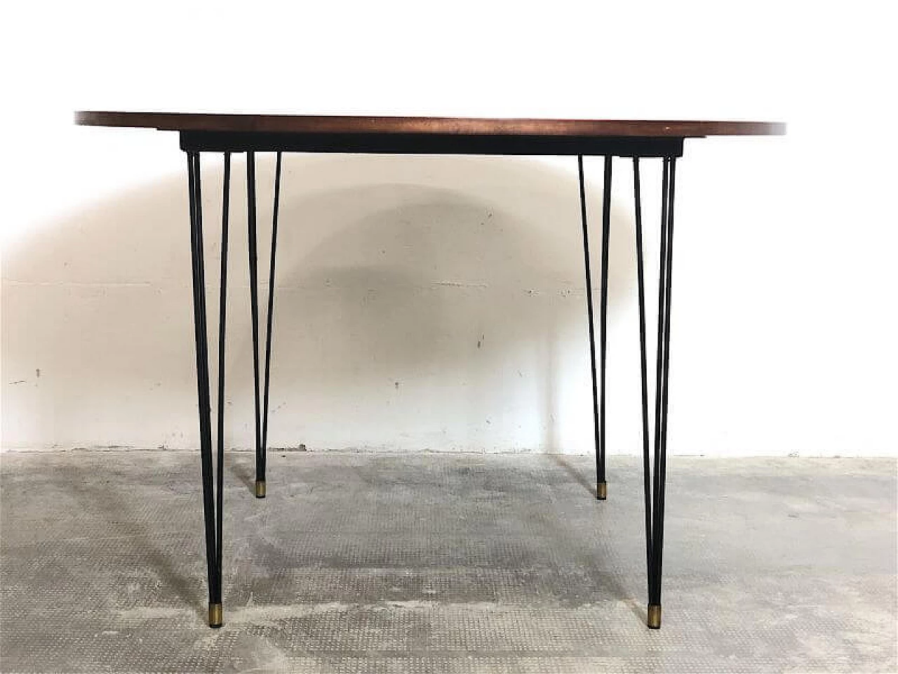 Odorisio table with teak veneer wood top and metal frame, 1960s 2