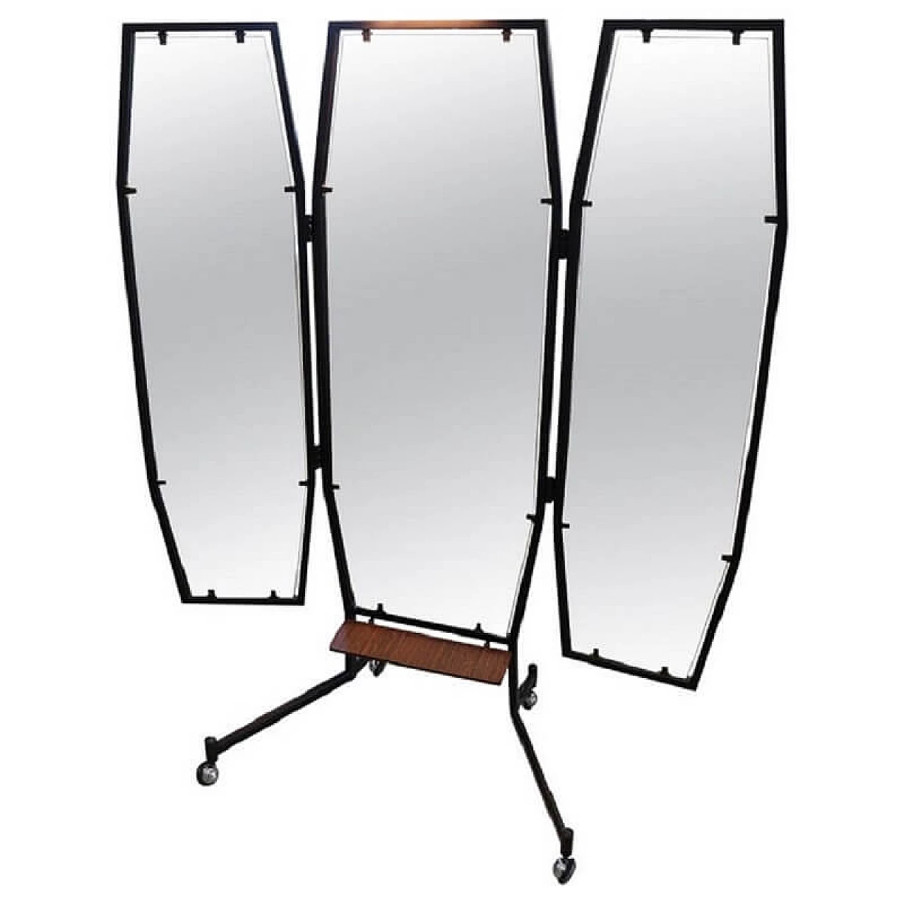 Specchio da sartoria a tre pannelli con luce, anni '50 1