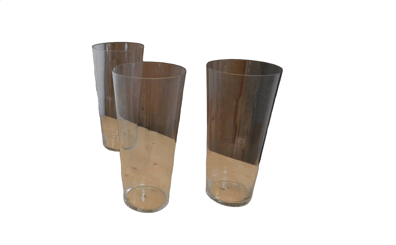 3 Conical glass vases, 1980s 9