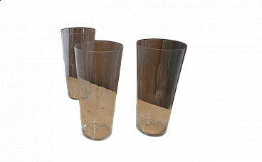 3 Conical glass vases, 1980s