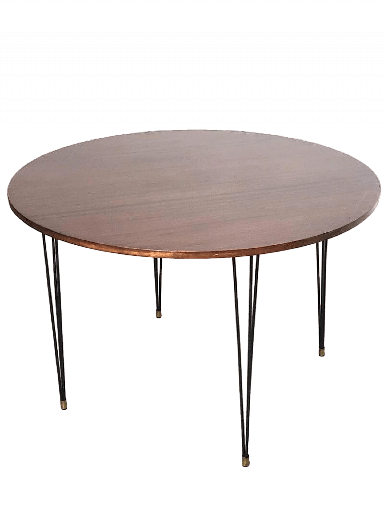 Tavolo Odorisio con piano in legno impiallacciato teak e struttura in metallo, anni '60 16