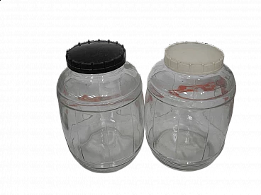 Pair of glass and plastic store jars by SAV Italia, 1970s