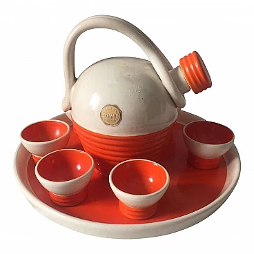 Servizio da liquori in ceramica di Carlo Rometti, anni '60