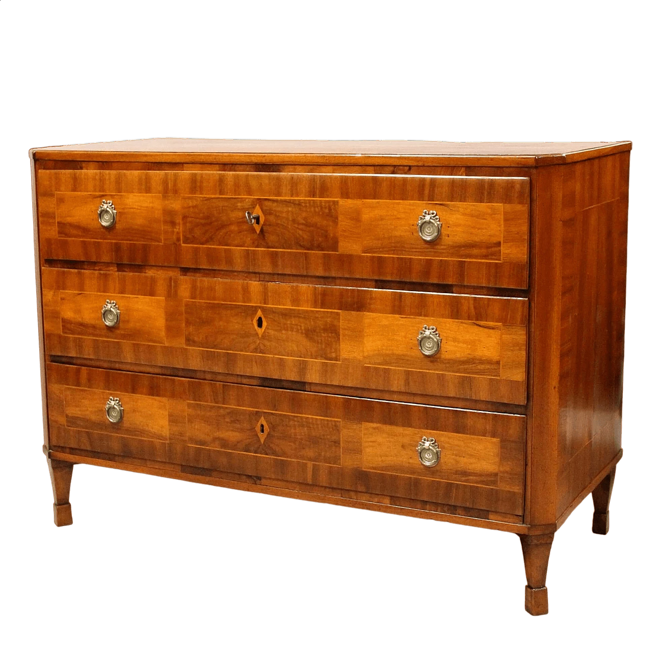 Direttorio chest of drawers in inlaid walnut, second half of the 18th century 11