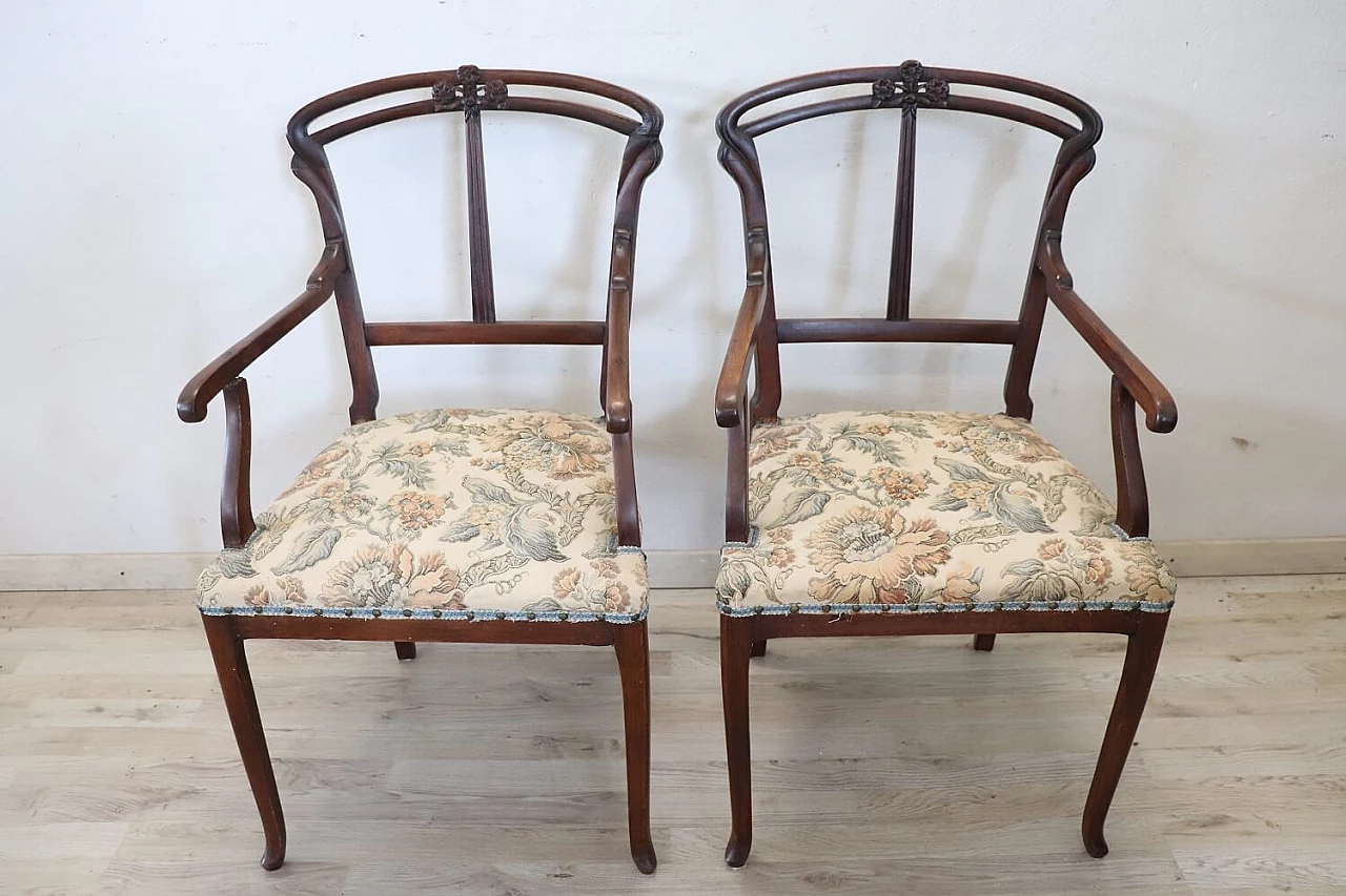 Art Nouveau sofa, pair of armchairs and pair of chairs, early 20th century 8