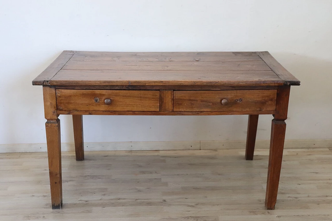 Rustic table in solid poplar wood, mid-19th century 2