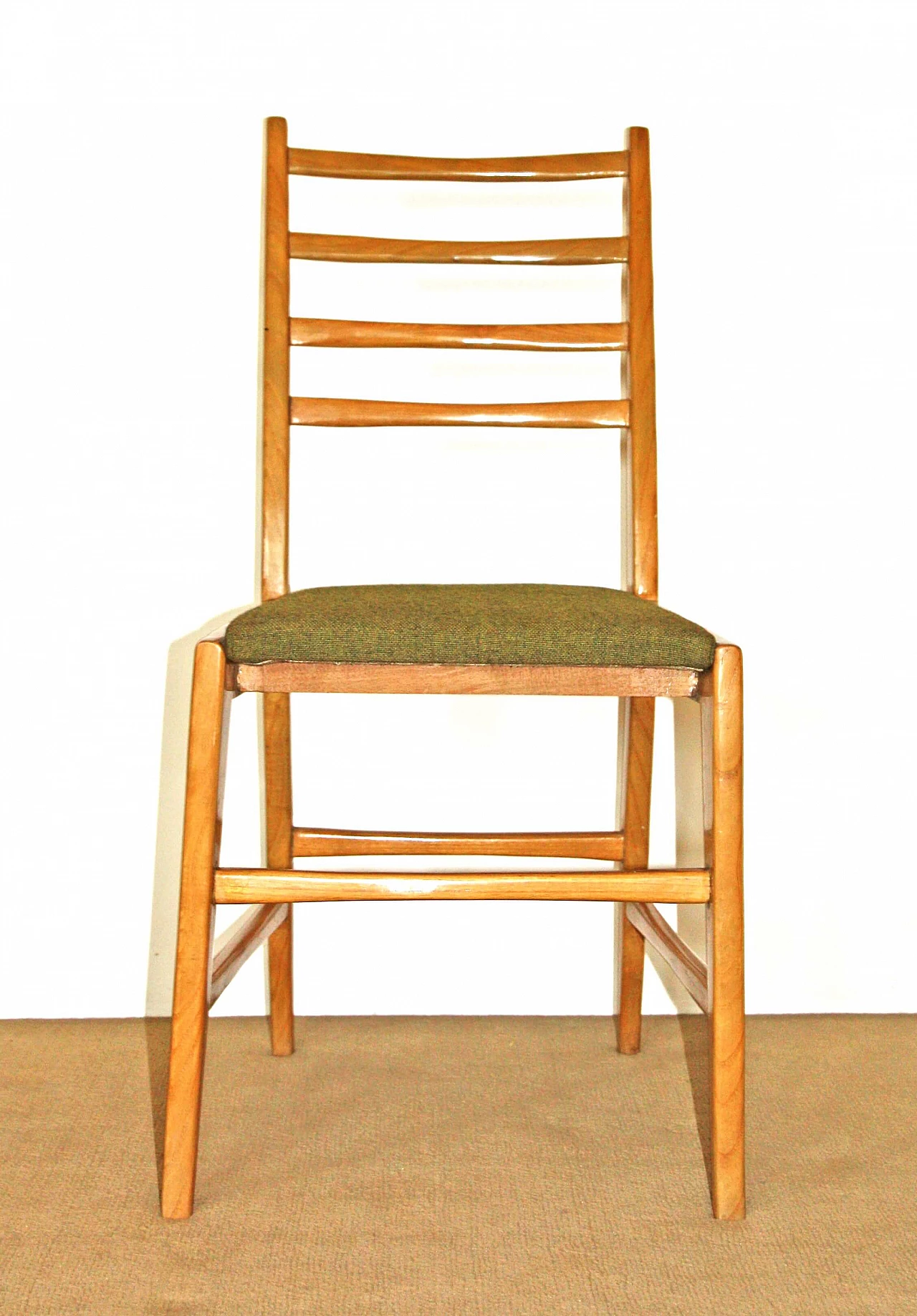 6 Sedie in legno massello chiaro nello stile di Gio Ponti, anni '50 2