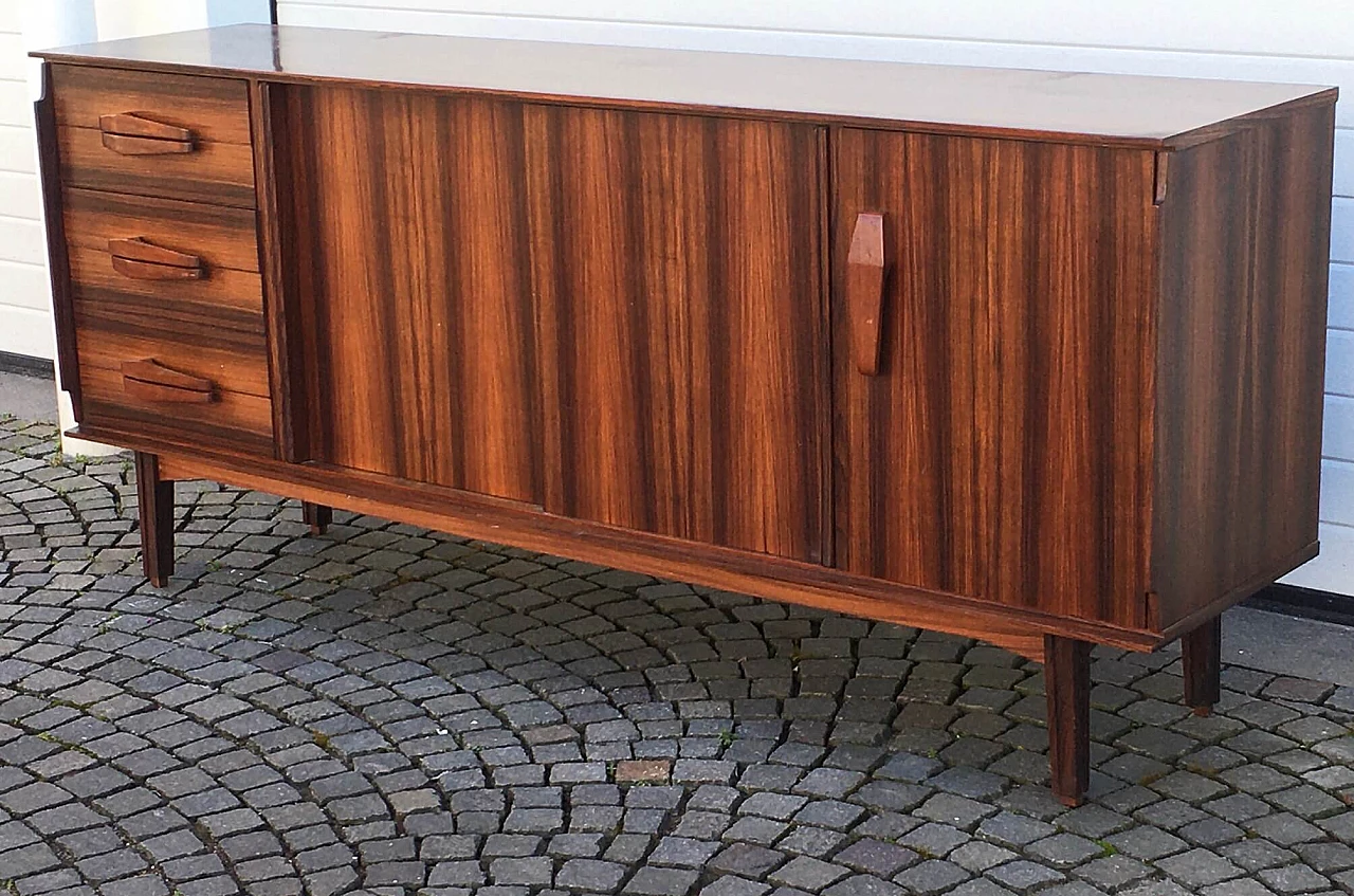 Scandinavian-style rosewood sideboard with display shelf, 1970s 1