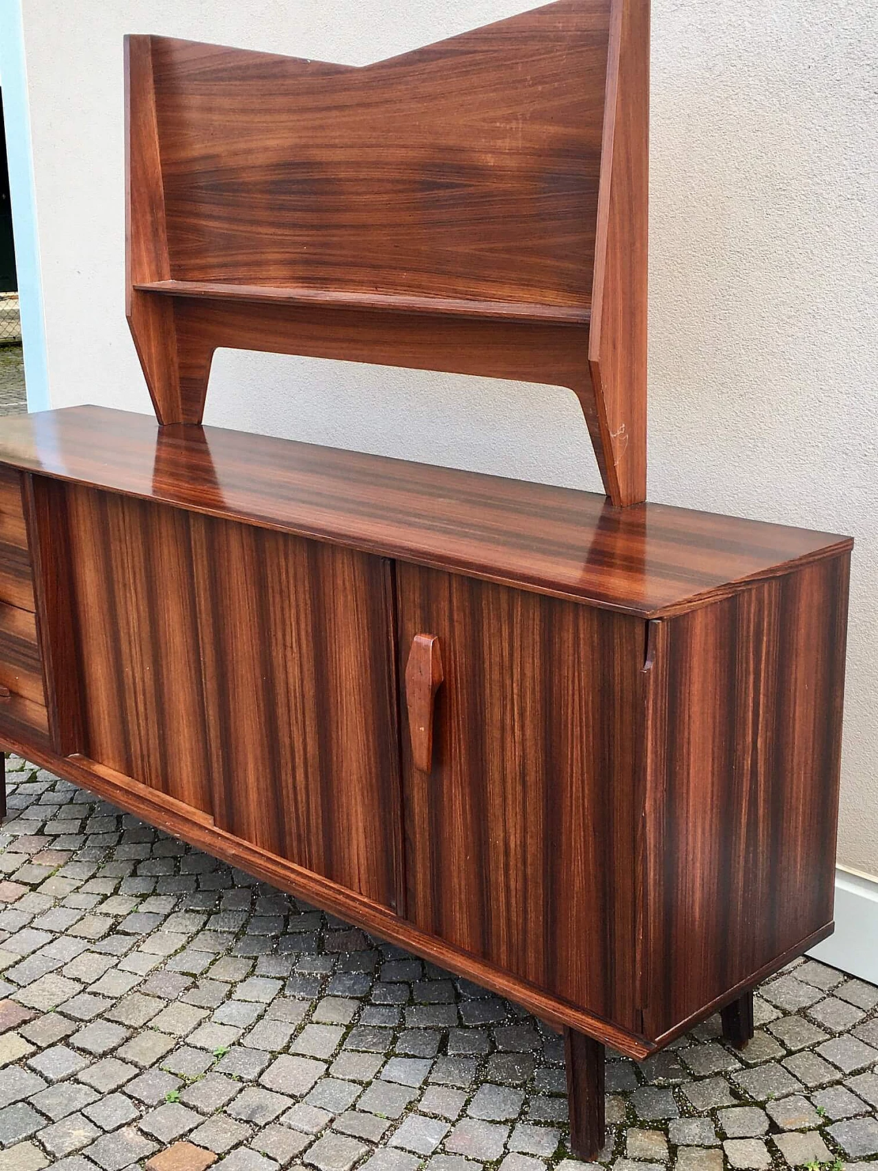 Scandinavian-style rosewood sideboard with display shelf, 1970s 8