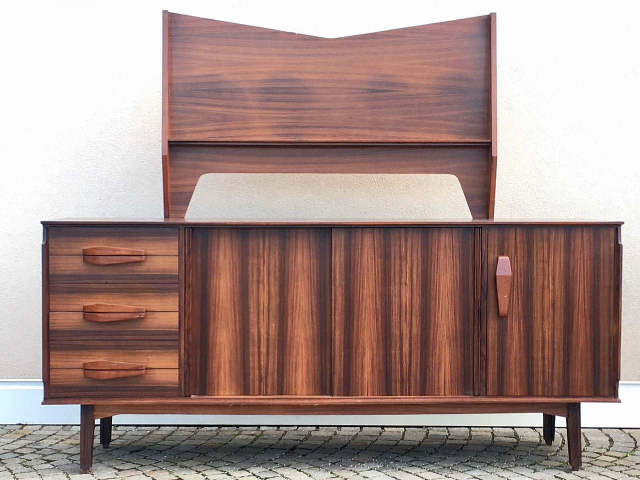 Scandinavian-style rosewood sideboard with display shelf, 1970s 10