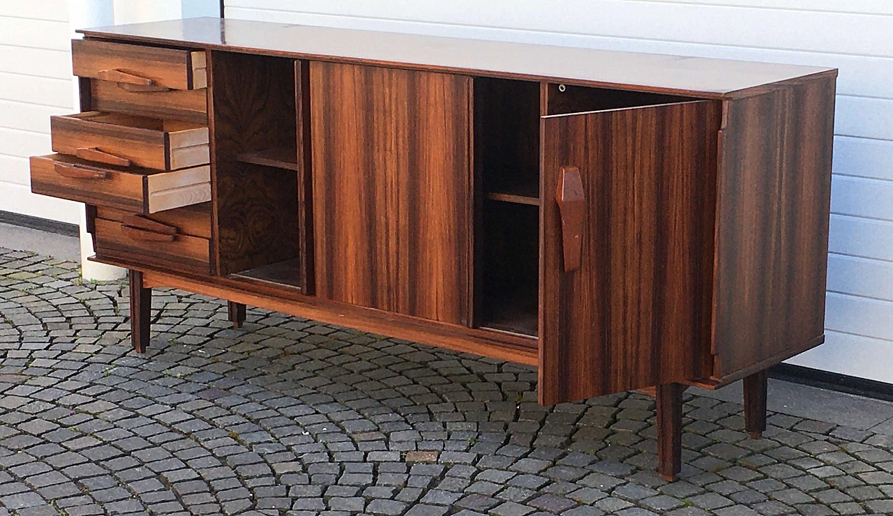 Scandinavian-style rosewood sideboard with display shelf, 1970s 16