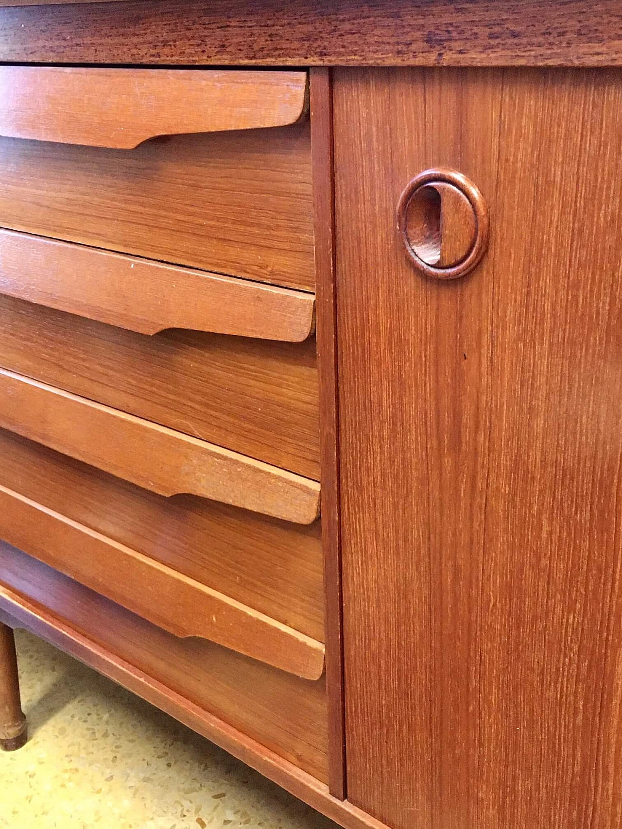 Teak sideboard with sliding doors, 1970s 2