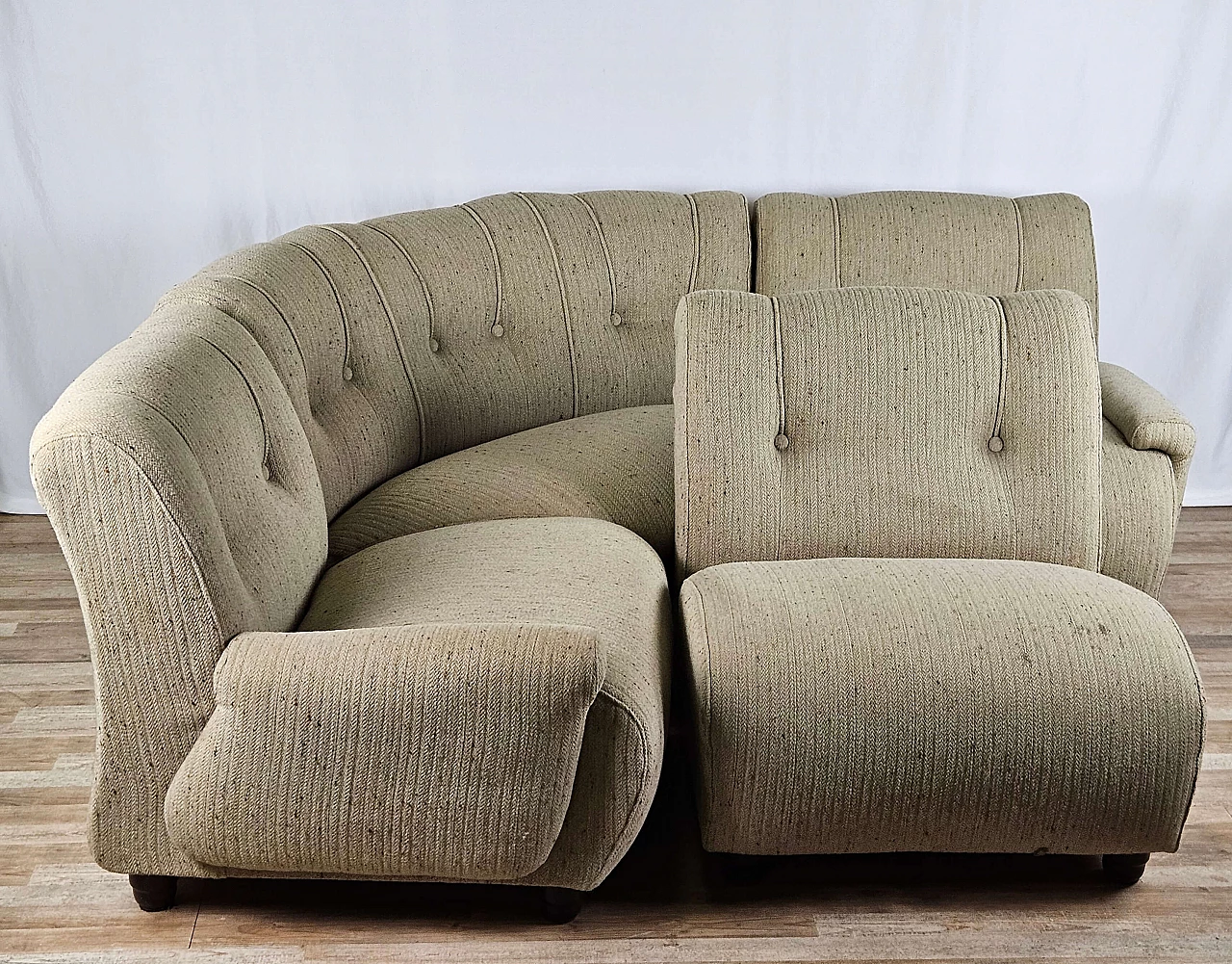 Gray modular corner sofa with four seats in fabric, 1970s 1