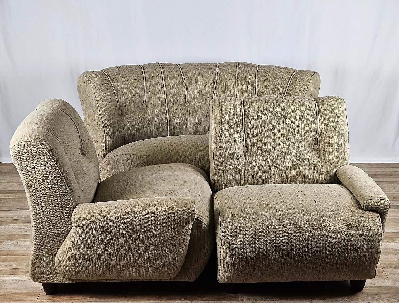 Gray modular corner sofa with four seats in fabric, 1970s 2