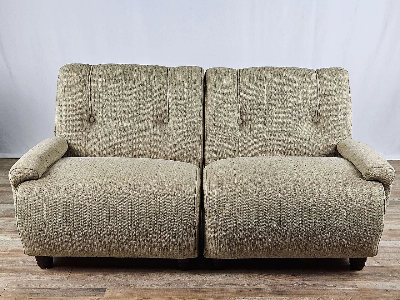 Gray modular corner sofa with four seats in fabric, 1970s 3