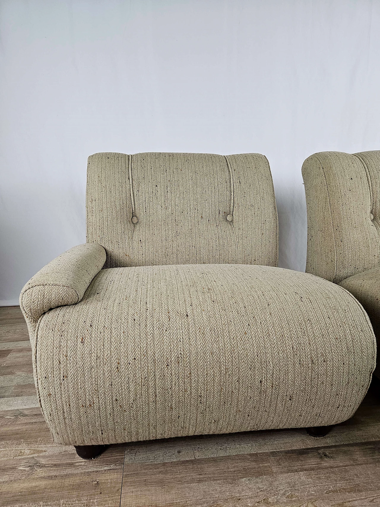 Gray modular corner sofa with four seats in fabric, 1970s 9