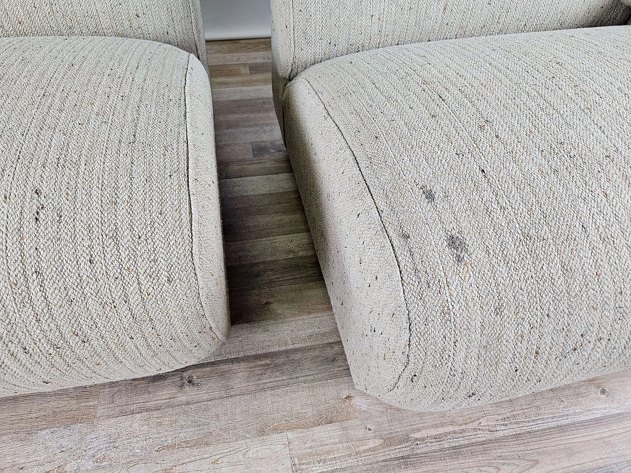 Divano modulare ad angolo grigio con quattro sedute in stoffa, anni '70 13