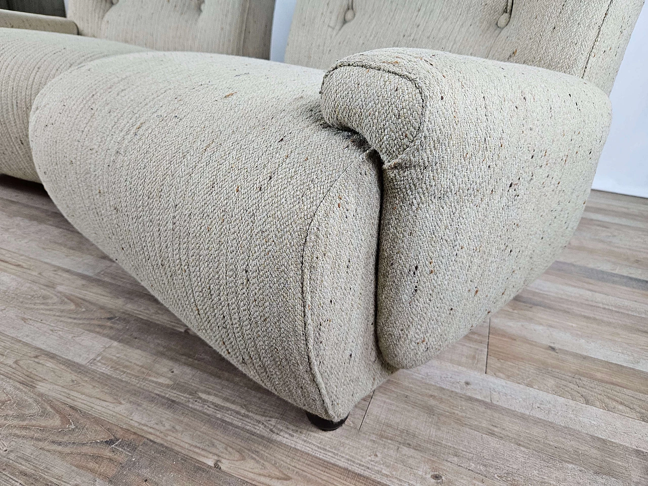 Divano modulare ad angolo grigio con quattro sedute in stoffa, anni '70 14