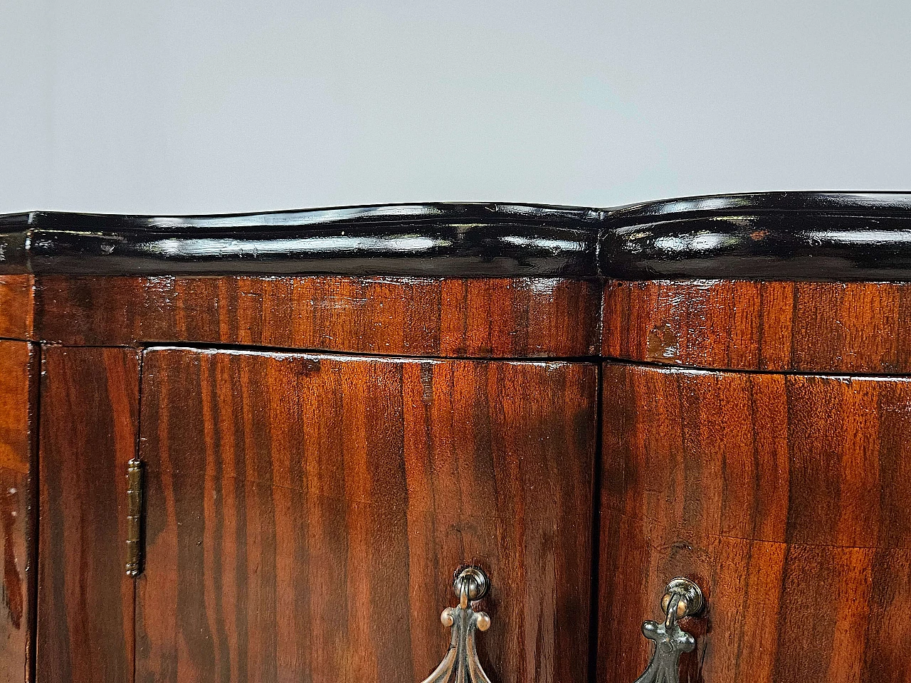 Art Deco mahogany-root and black glass sideboard, 1950s 8