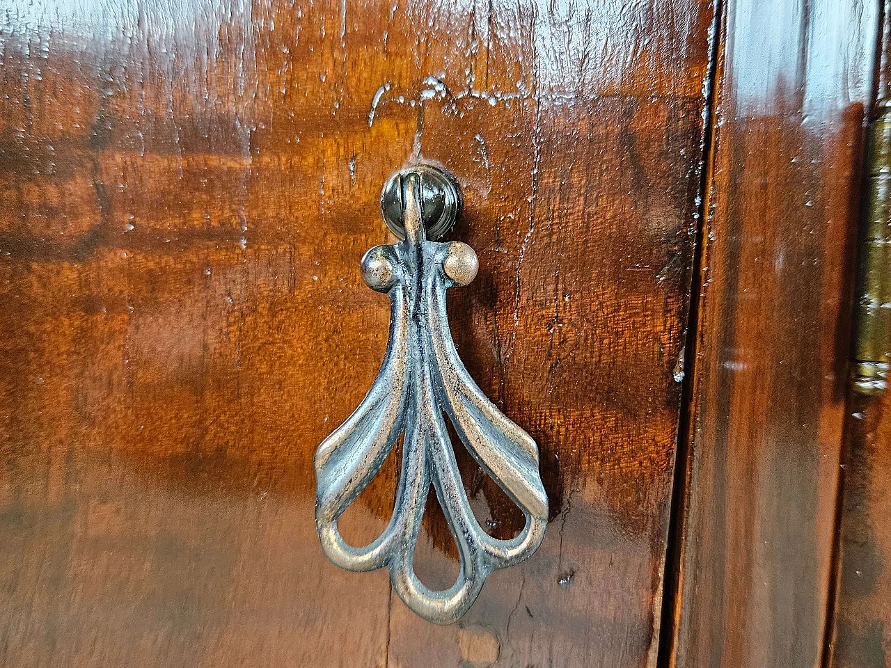 Art Deco mahogany-root and black glass sideboard, 1950s 12