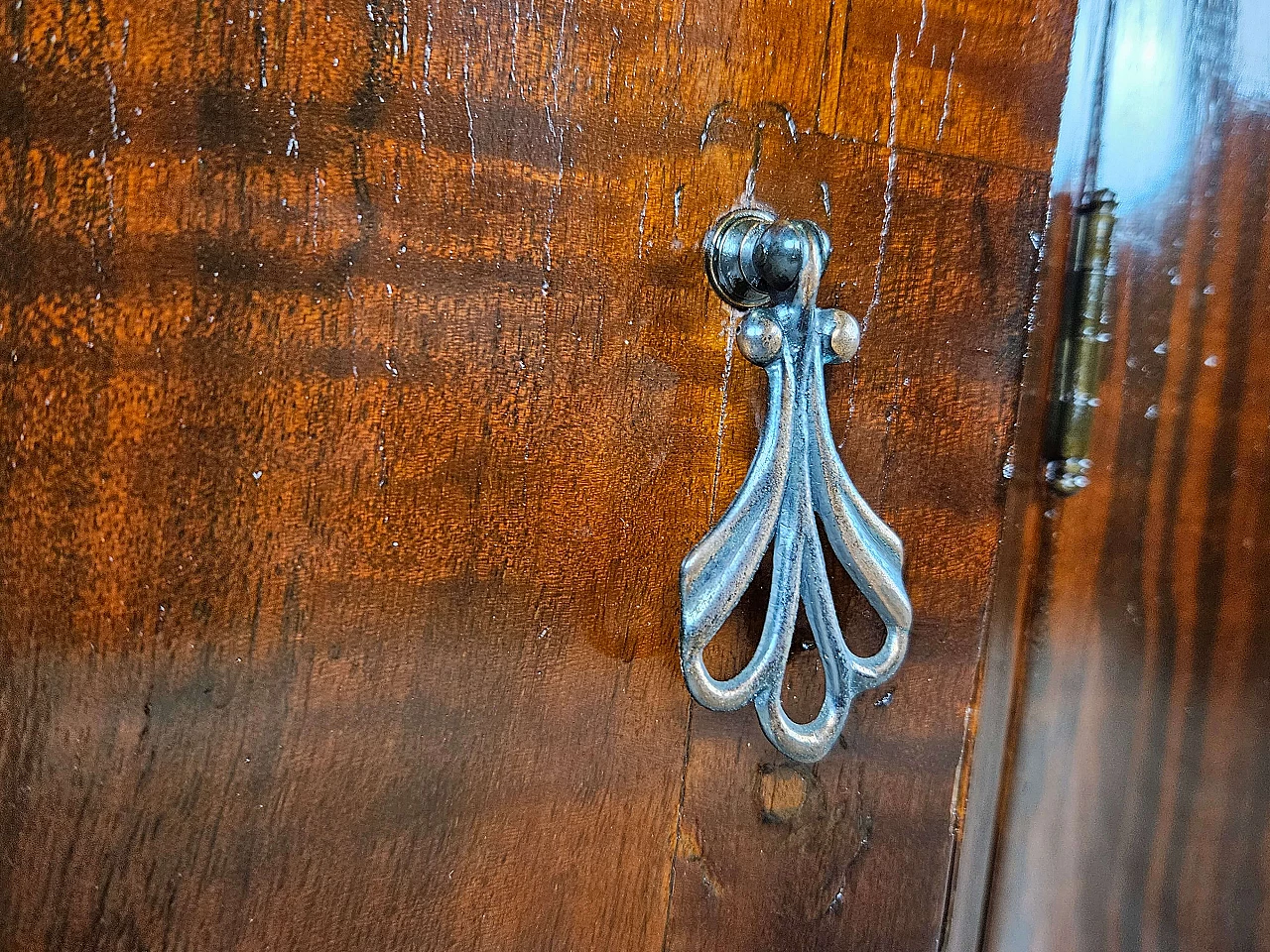 Art Deco mahogany-root and black glass sideboard, 1950s 13