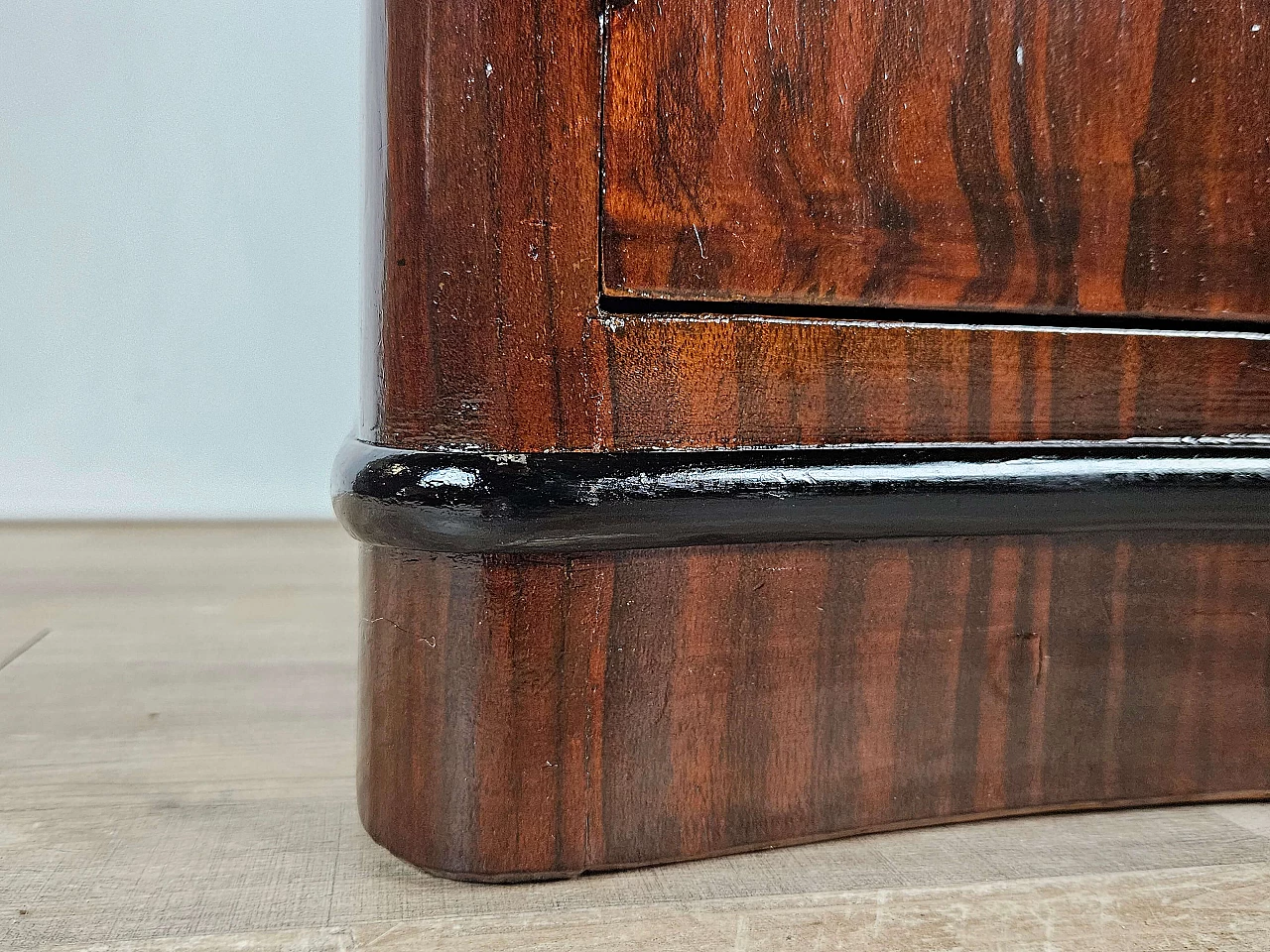 Art Deco mahogany-root and black glass sideboard, 1950s 18
