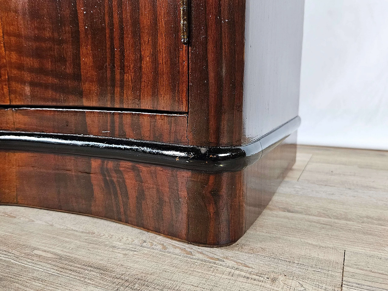 Art Deco mahogany-root and black glass sideboard, 1950s 19