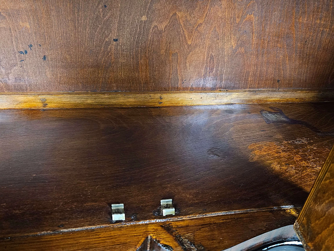 Art Deco mahogany-root and black glass sideboard, 1950s 28