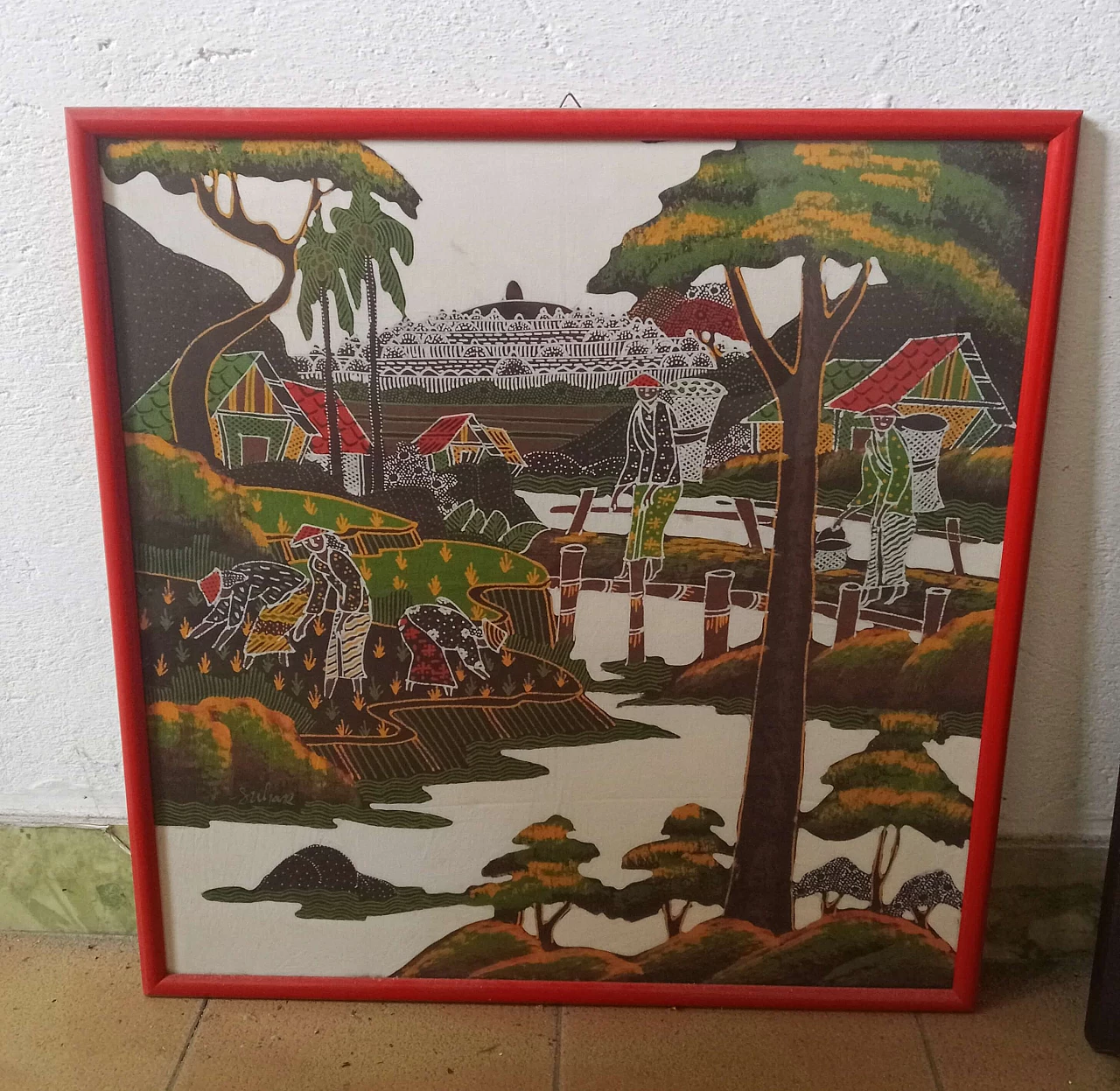 Stampa su stoffa batik orientale, anni '70 1