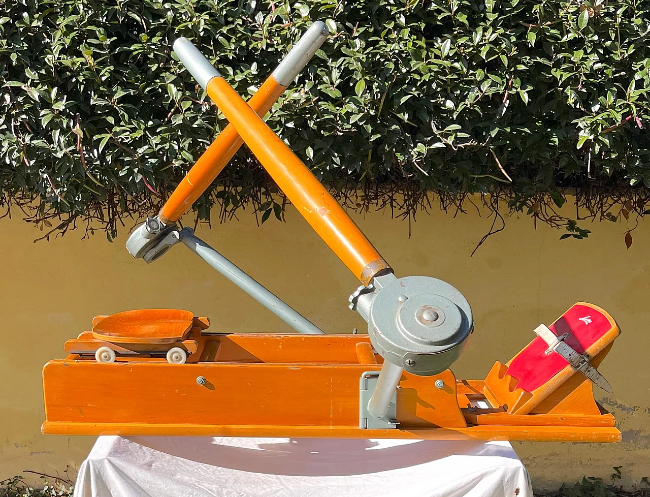 Solid beech and iron Lamborghini rowing machine, 1940s 1