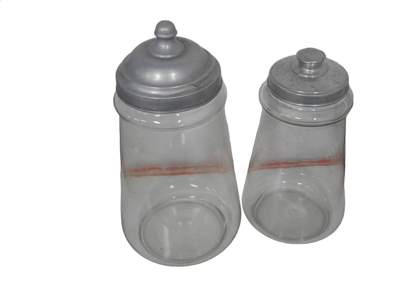 Pair of glass candy jars with aluminium lids, 1970s 8