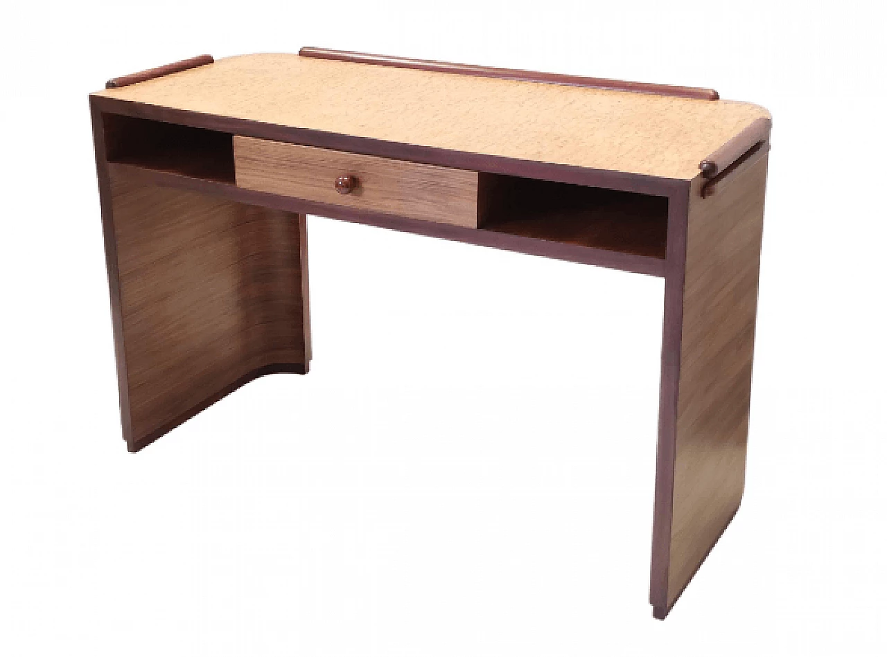 Scrivania Art Déco in noce, betulla e faggio, anni '40 1