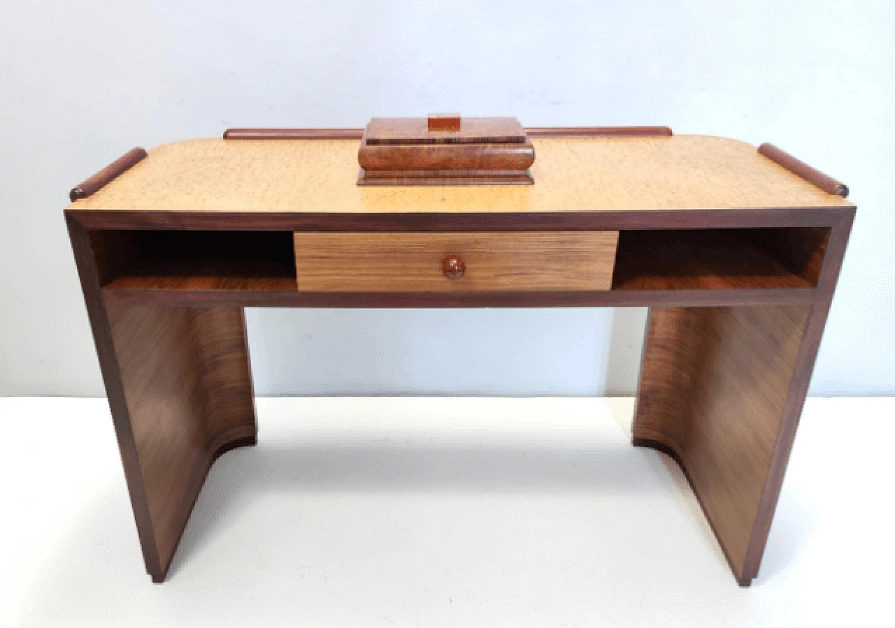 Scrivania Art Déco in noce, betulla e faggio, anni '40 3
