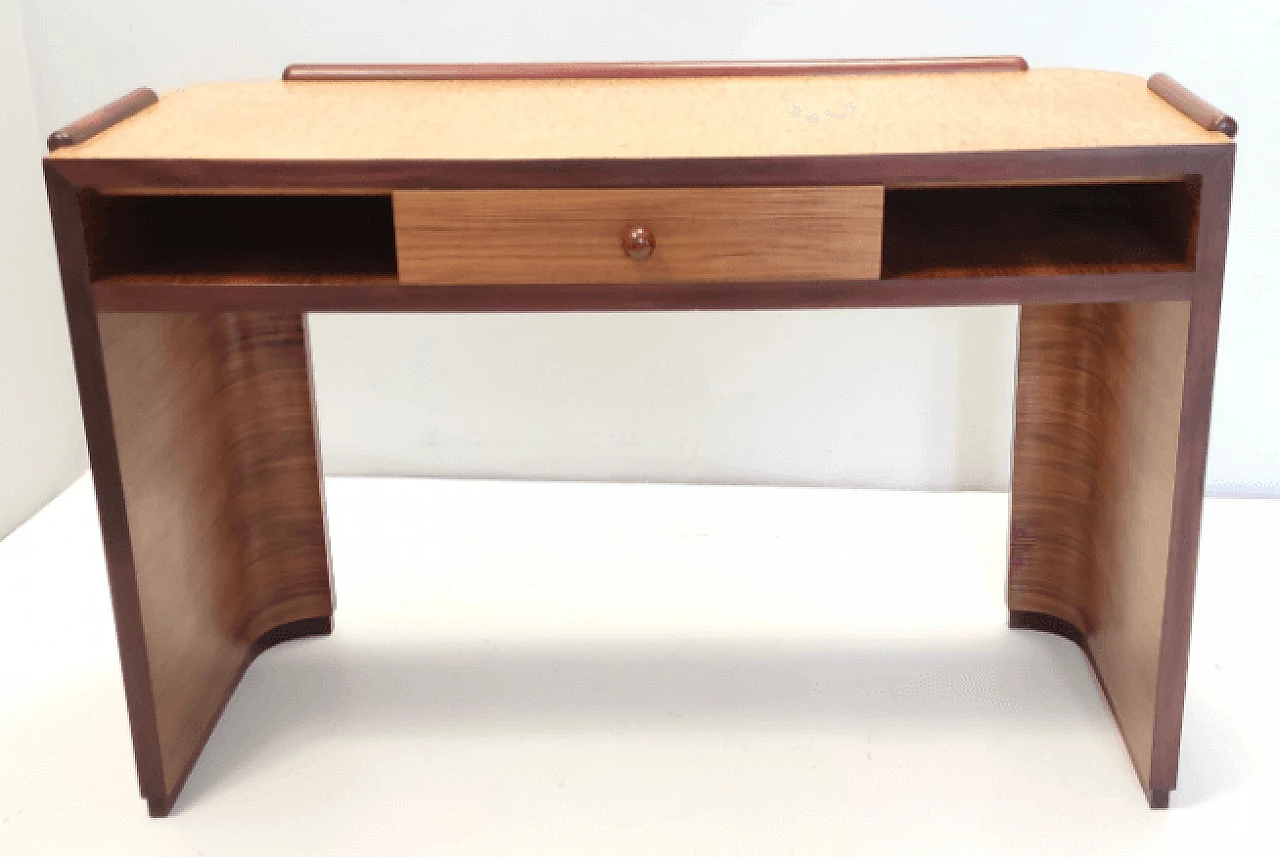 Scrivania Art Déco in noce, betulla e faggio, anni '40 4