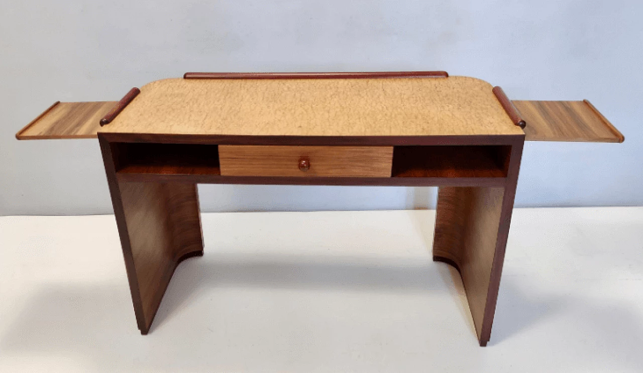Scrivania Art Déco in noce, betulla e faggio, anni '40 5
