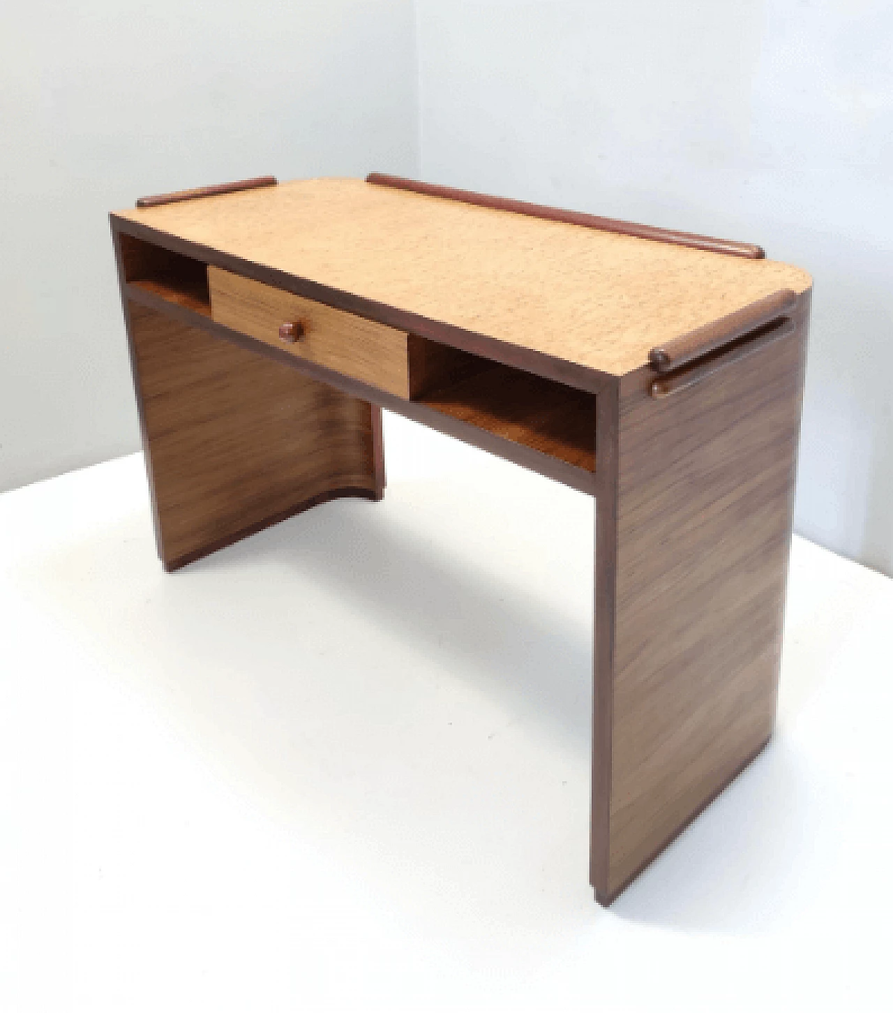 Scrivania Art Déco in noce, betulla e faggio, anni '40 6